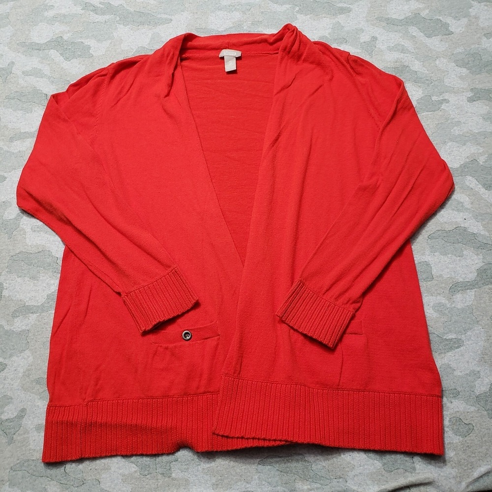 Chico's Cardigan Sweater Womens 3 Red Open Front Long Sleeve